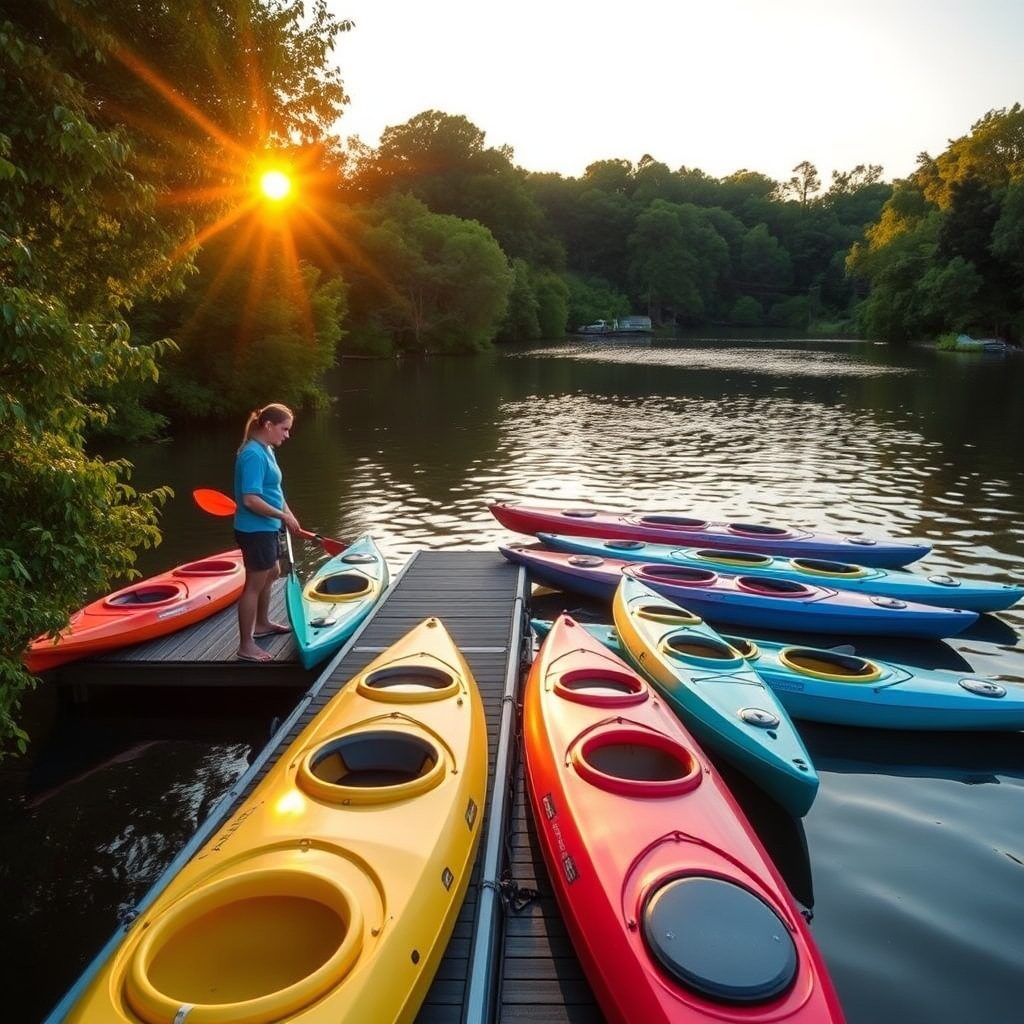 Kayaking on a serene lake