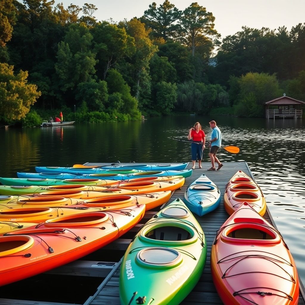 Kayaking on a tranquil lake