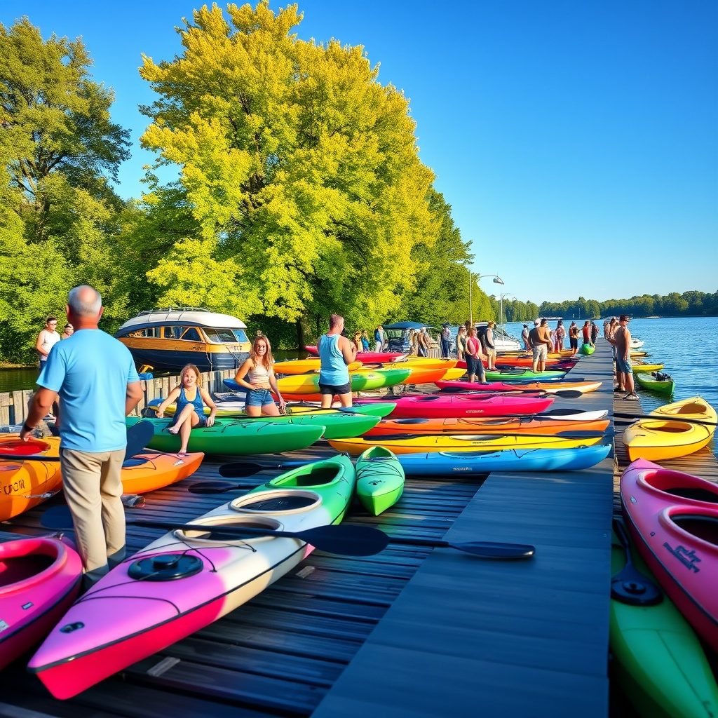 Kayaking on a serene lake