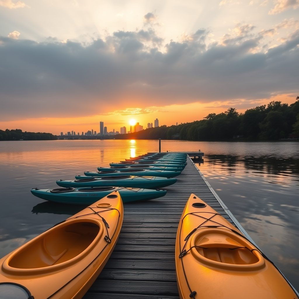 Kayaking on a serene lake